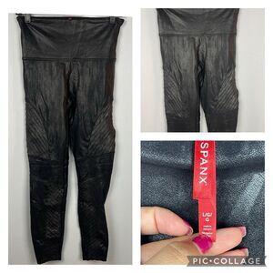 Spanx Leggings Shimmering Black Sz. Large Read Desc